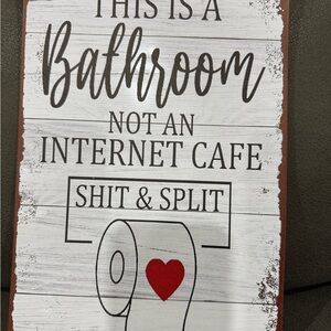 Bathroom Wall Sign with Red Heart